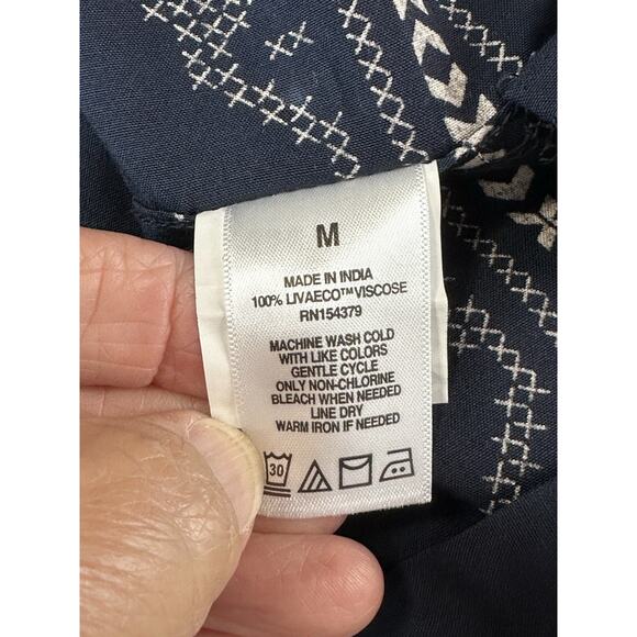 Aeropostale Button Down Shirt Men's Men’s Navy Blue White Trim Rayon India - Picture 8 of 8